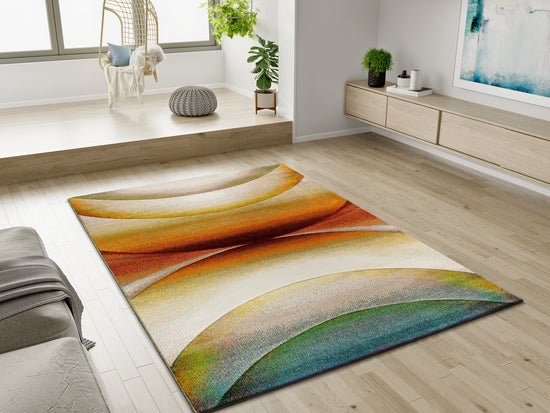 Tappeto disegno onde moderno colori naturali - UN2055