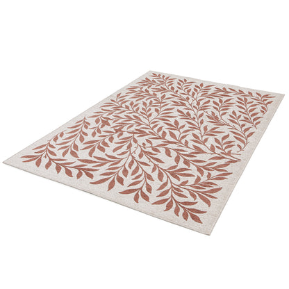 Tappeto multiuso floreale crema mattone tessitura piatta- UN1025