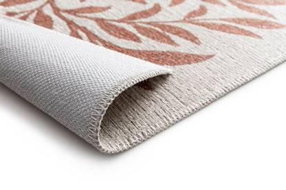 Tappeto multiuso floreale crema mattone tessitura piatta- UN1025