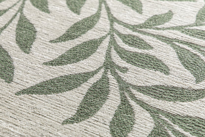 Tappeto multiuso floreale crema verde tessitura piatta- UN1026