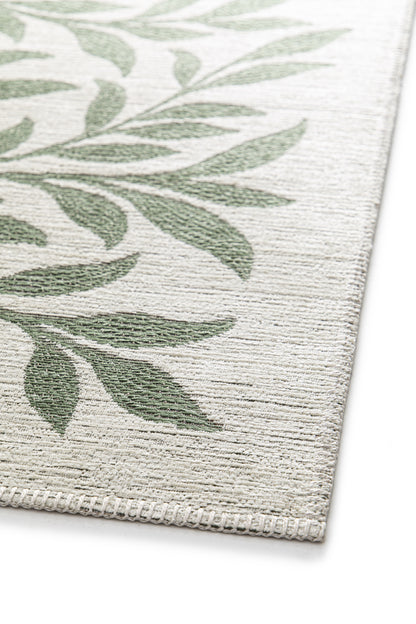 Tappeto multiuso floreale crema verde tessitura piatta- UN1026