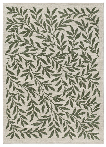 Tappeto multiuso floreale crema verde tessitura piatta- UN1026
