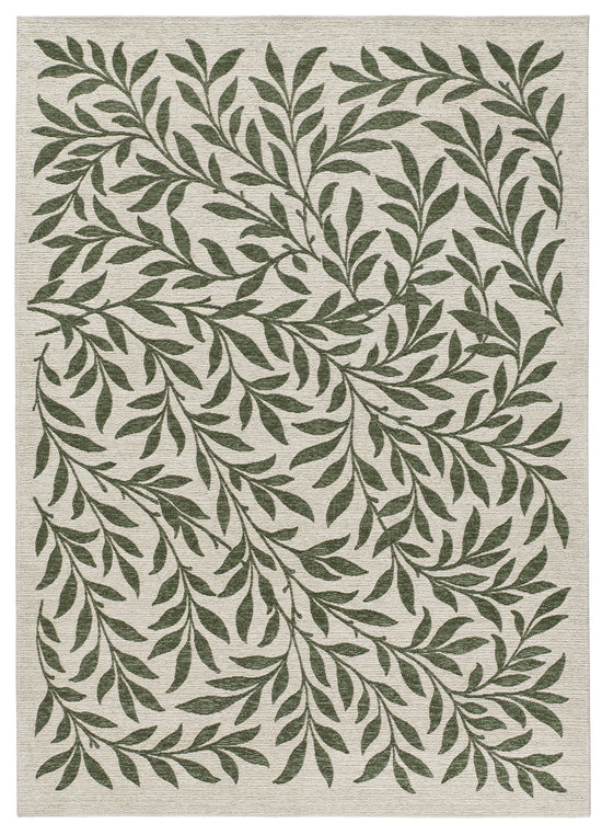 Tappeto multiuso floreale crema verde tessitura piatta- UN1026