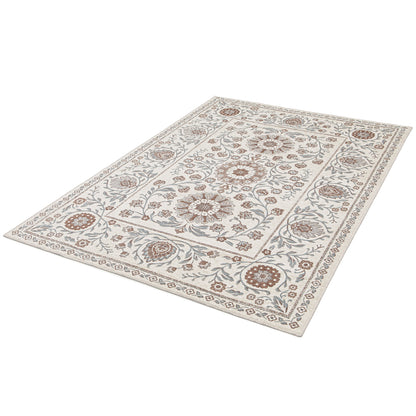 Tappeto disegno tradizionale crema azzurro tessitura piatta- UN5012