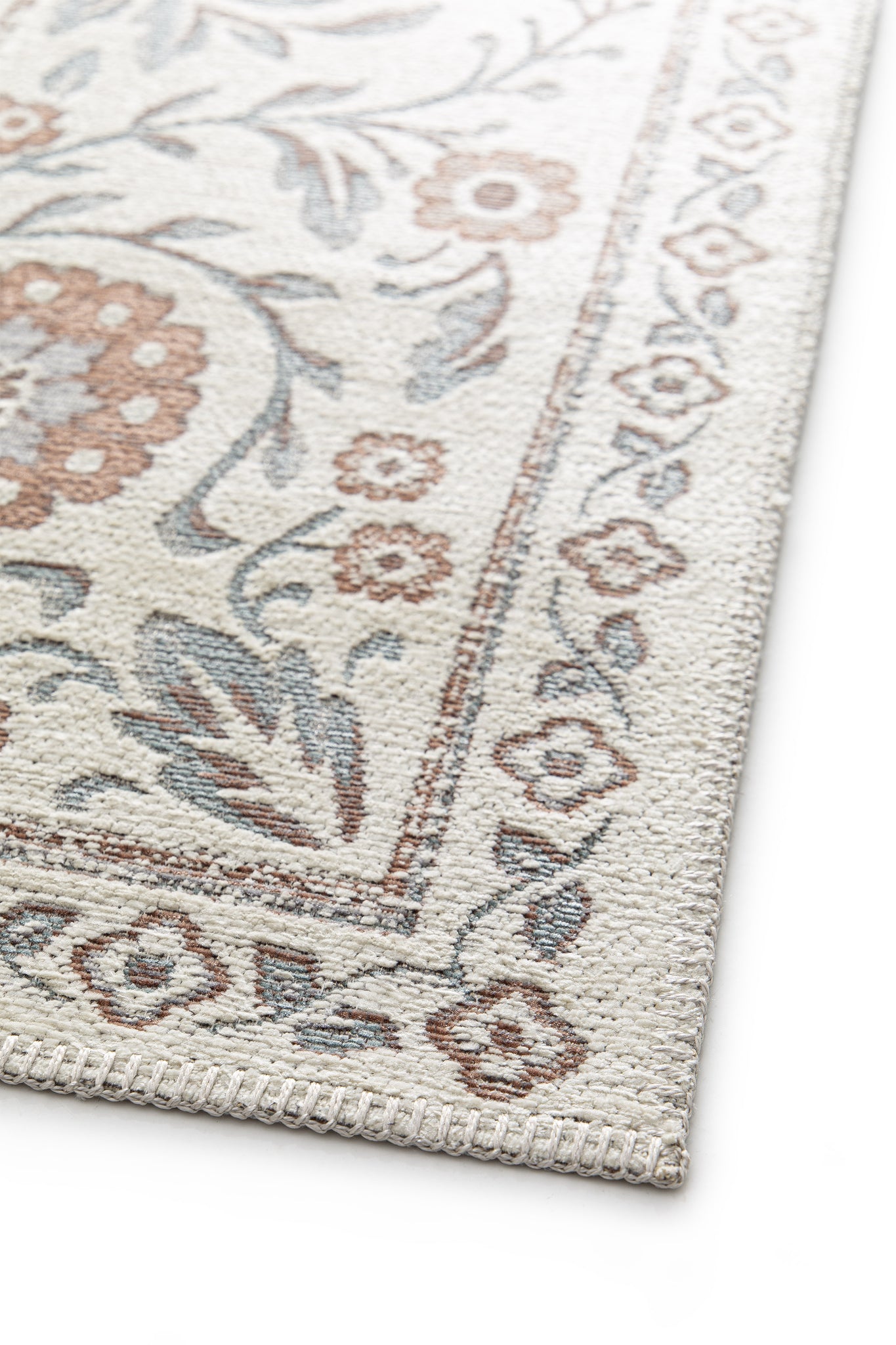 Tappeto disegno tradizionale crema azzurro tessitura piatta- UN5012