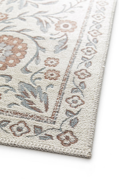 Tappeto disegno tradizionale crema azzurro tessitura piatta- UN5012