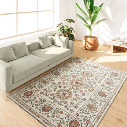 Tappeto disegno tradizionale crema multicolore tessitura piatta- UN5011
