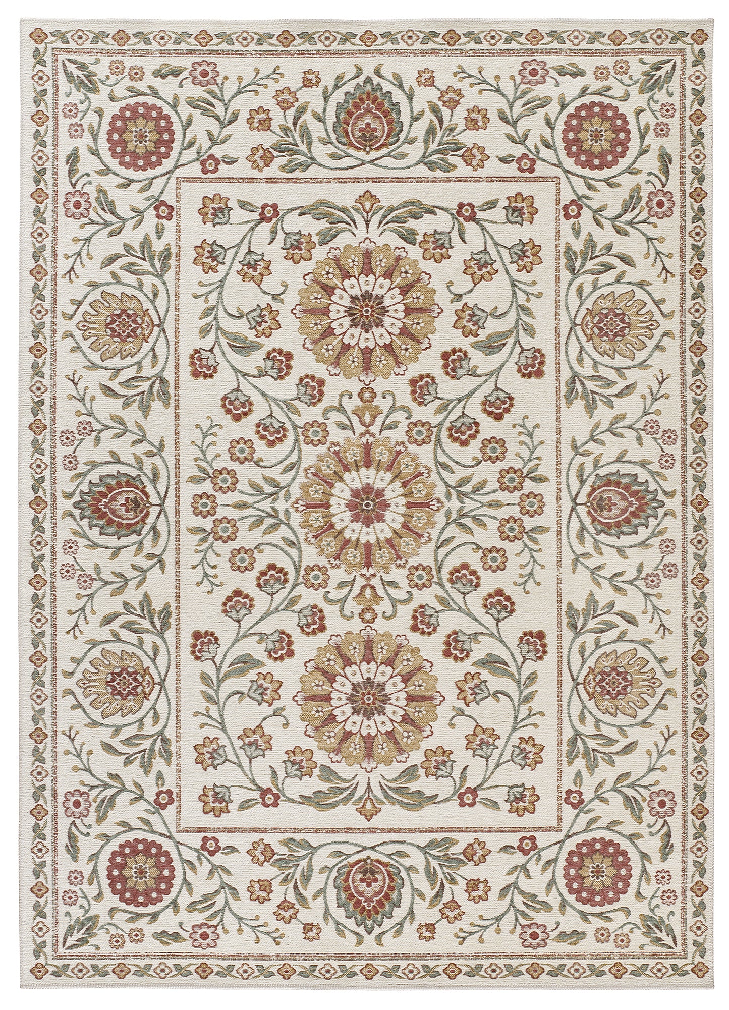 Tappeto disegno tradizionale crema multicolore tessitura piatta- UN5011