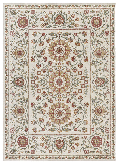 Tappeto disegno tradizionale crema multicolore tessitura piatta- UN5011