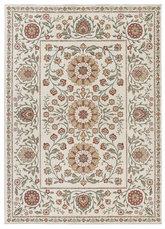 Tappeto disegno tradizionale crema multicolore tessitura piatta- UN5011