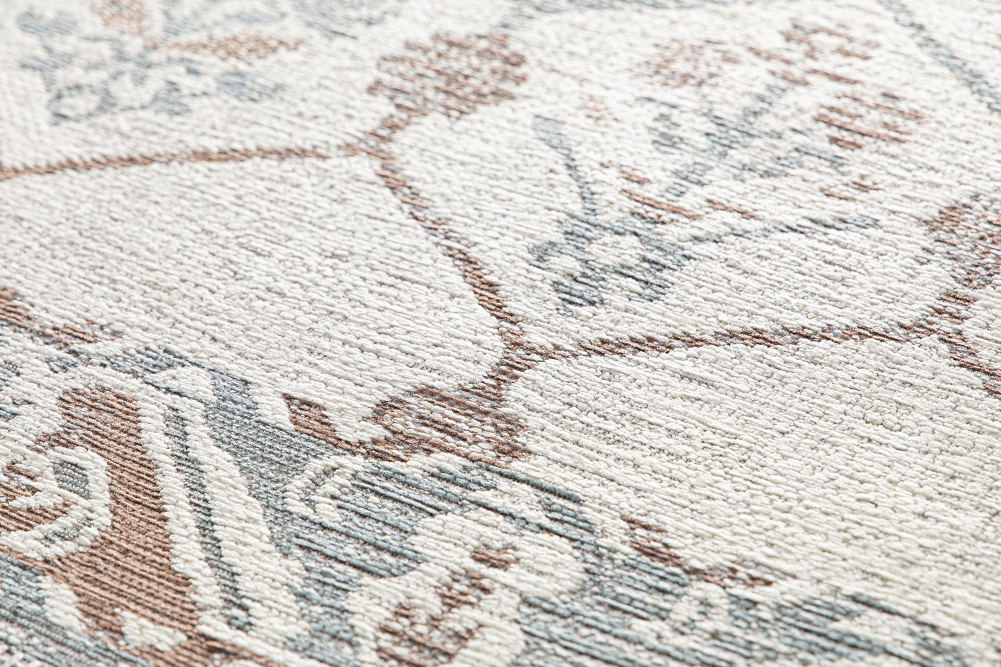 Tappeto disegno suzani crema azzurro tessitura piatta- UN5010
