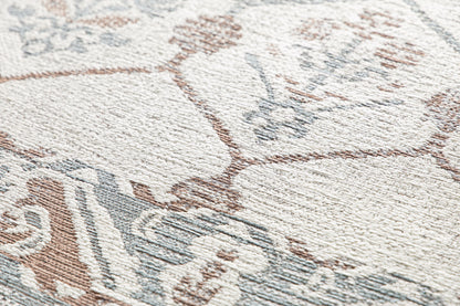 Tappeto disegno suzani crema azzurro tessitura piatta- UN5010