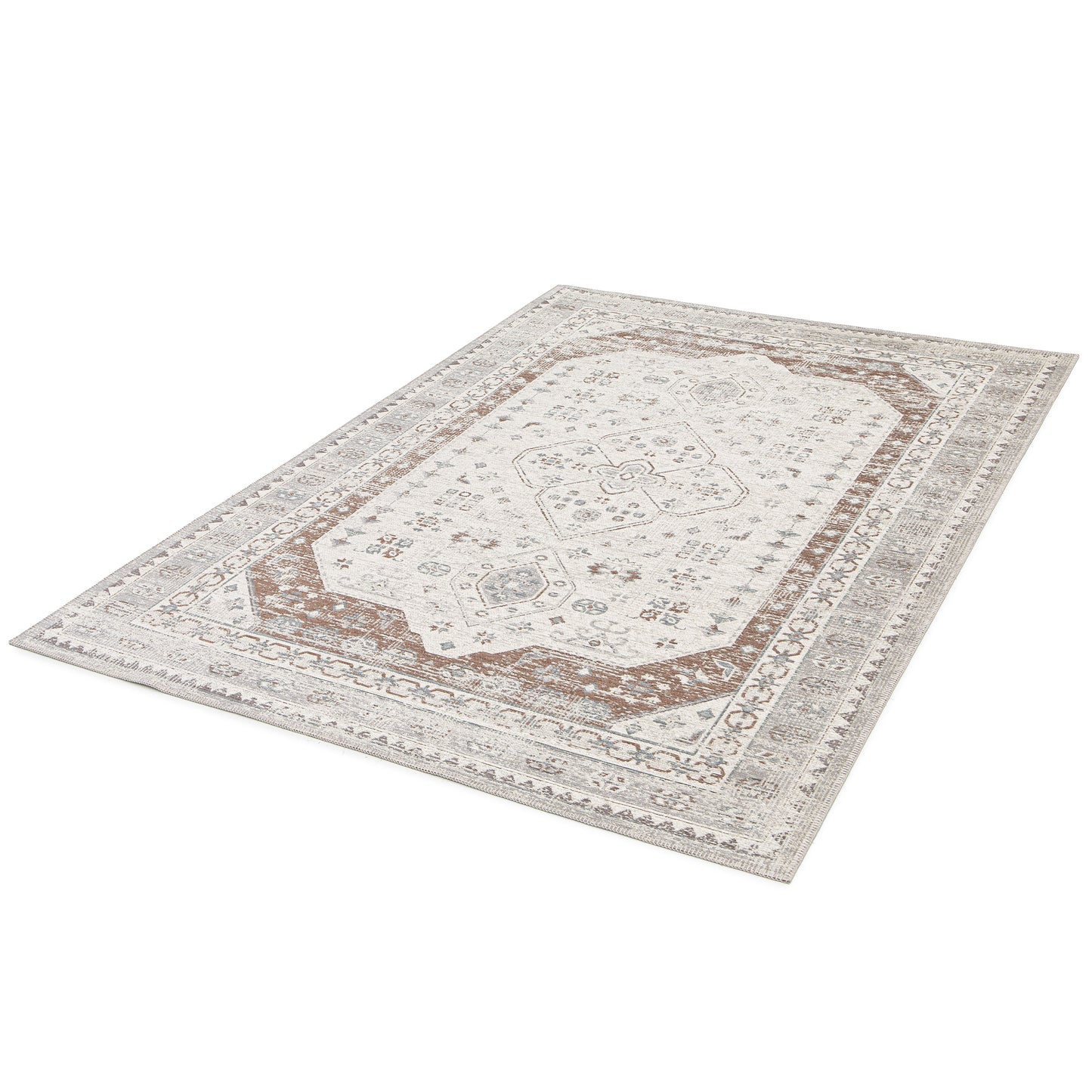 Tappeto tessitura piatta disegno tradizionale grigio argento- UN5014