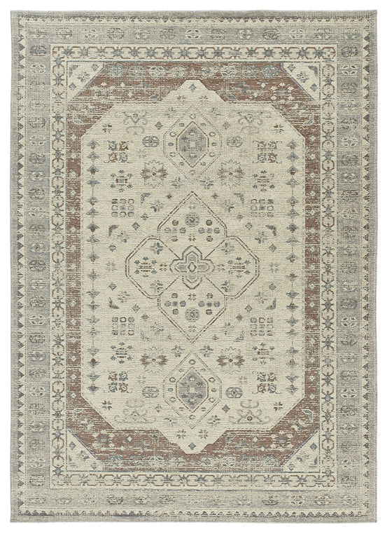 Tappeto tessitura piatta disegno tradizionale grigio argento- UN5014