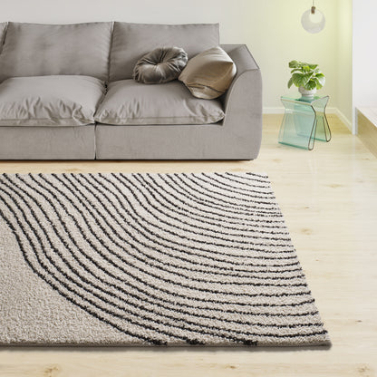 Tappeto moderno a pelo lungo bianco- UN2058