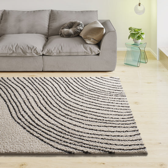 Tappeto moderno a pelo lungo bianco- UN2058