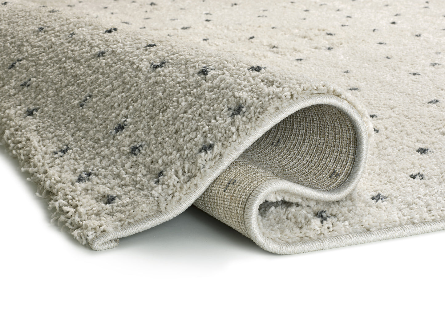 Tappeto moderno stile a pois a pelo lungo bianco- UN2059