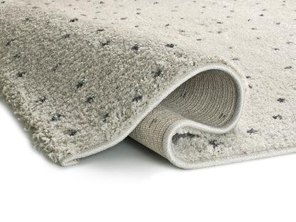 Tappeto moderno stile a pois a pelo lungo bianco- UN2059
