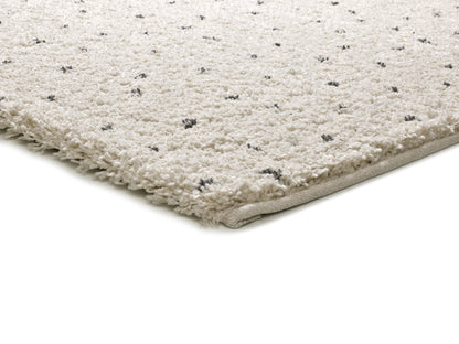 Tappeto moderno stile a pois a pelo lungo bianco- UN2059