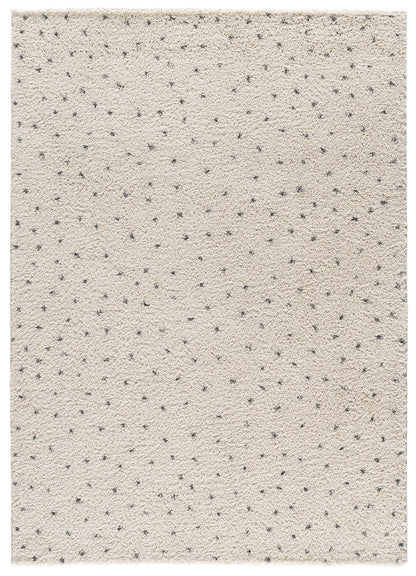 Tappeto moderno stile a pois a pelo lungo bianco- UN2059