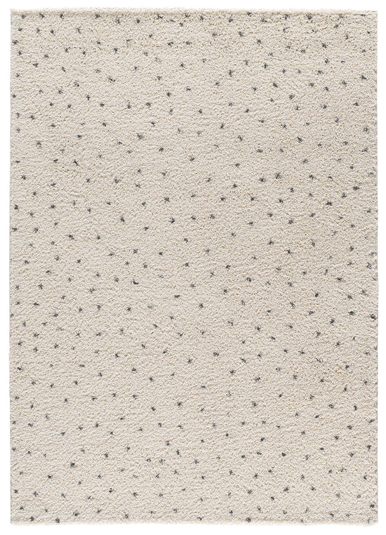 Tappeto moderno stile a pois a pelo lungo bianco- UN2059