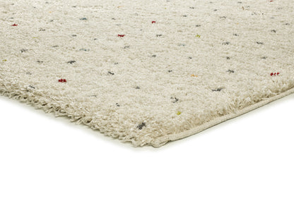 Tappeto pelo lungo bianco a pois colorati - UN2060