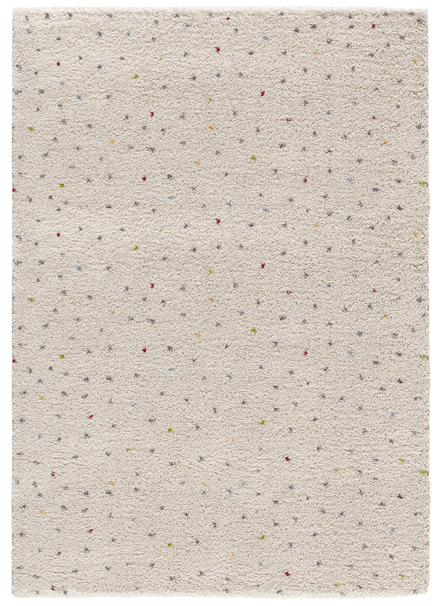 Tappeto pelo lungo bianco a pois colorati - UN2060