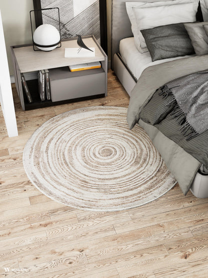Tappeto rotondo beige 150 cm cottage rustico - VR2010