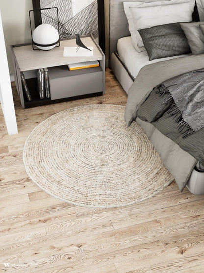 Tappeto rotondo beige 150 cm cottage simil iuta- VR2011