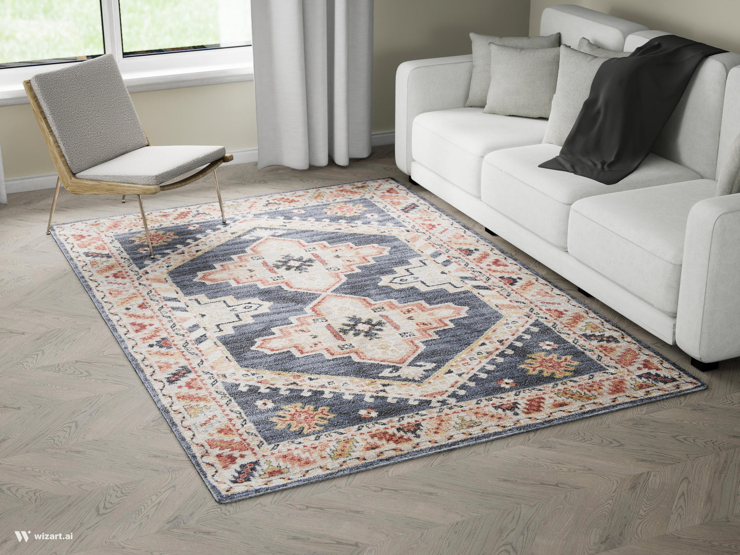 Tappeto stile persiano tradizionale blu navy - VR5004