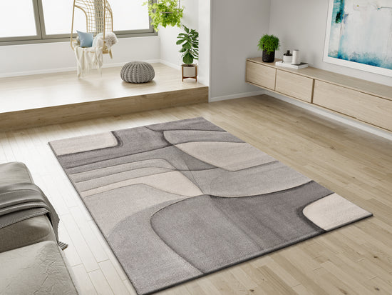 Tappeto salotto disegno geometrico grigio   - UN2064