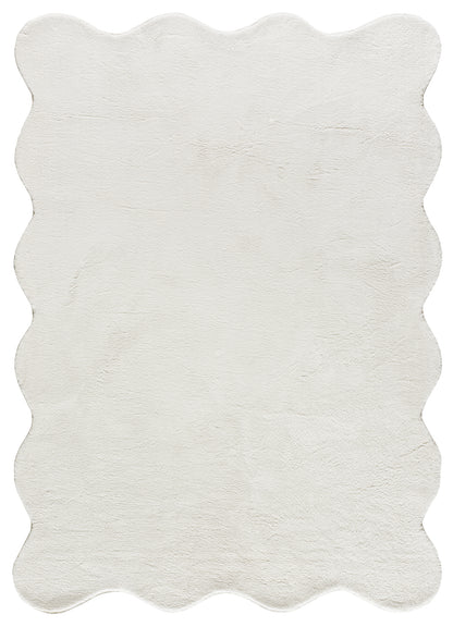 Tappeto lavabile camera soggiorno sagomato tinta unita bianco - UN7008