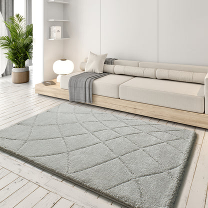 Tappeto shaggy a pelo alto grigio  - UN3015