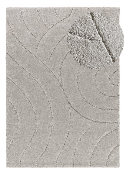 Tappeto a pelo alto disegno in rilievo grigio  - UN3016
