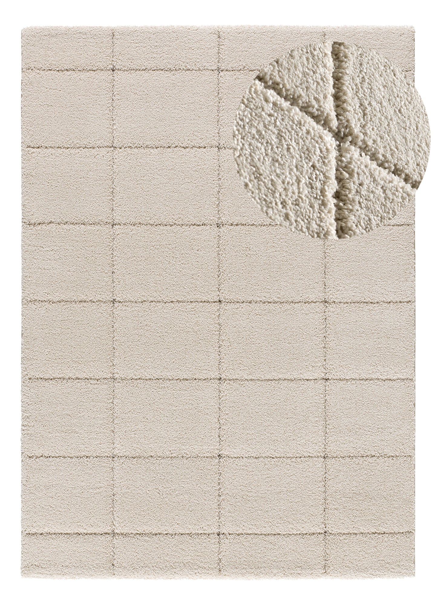 Tappeto a pelo alto disegno in rilievo bianco avorio - UN3017