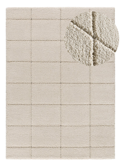 Tappeto a pelo alto disegno in rilievo bianco avorio - UN3017