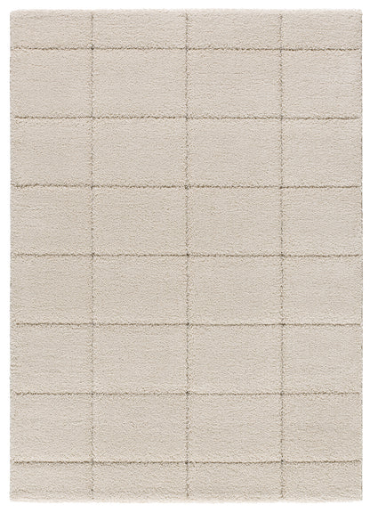 Tappeto a pelo alto disegno in rilievo bianco avorio - UN3017