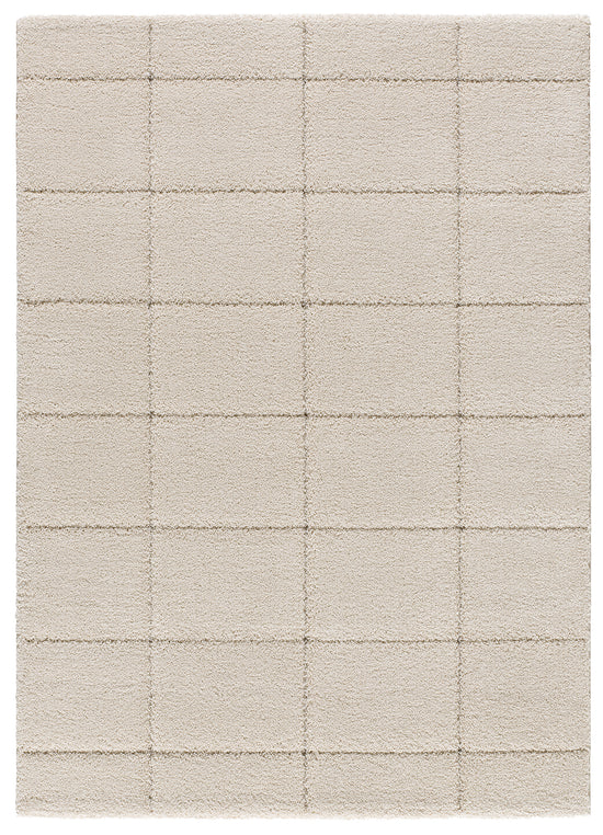 Tappeto a pelo alto disegno in rilievo bianco avorio - UN3017