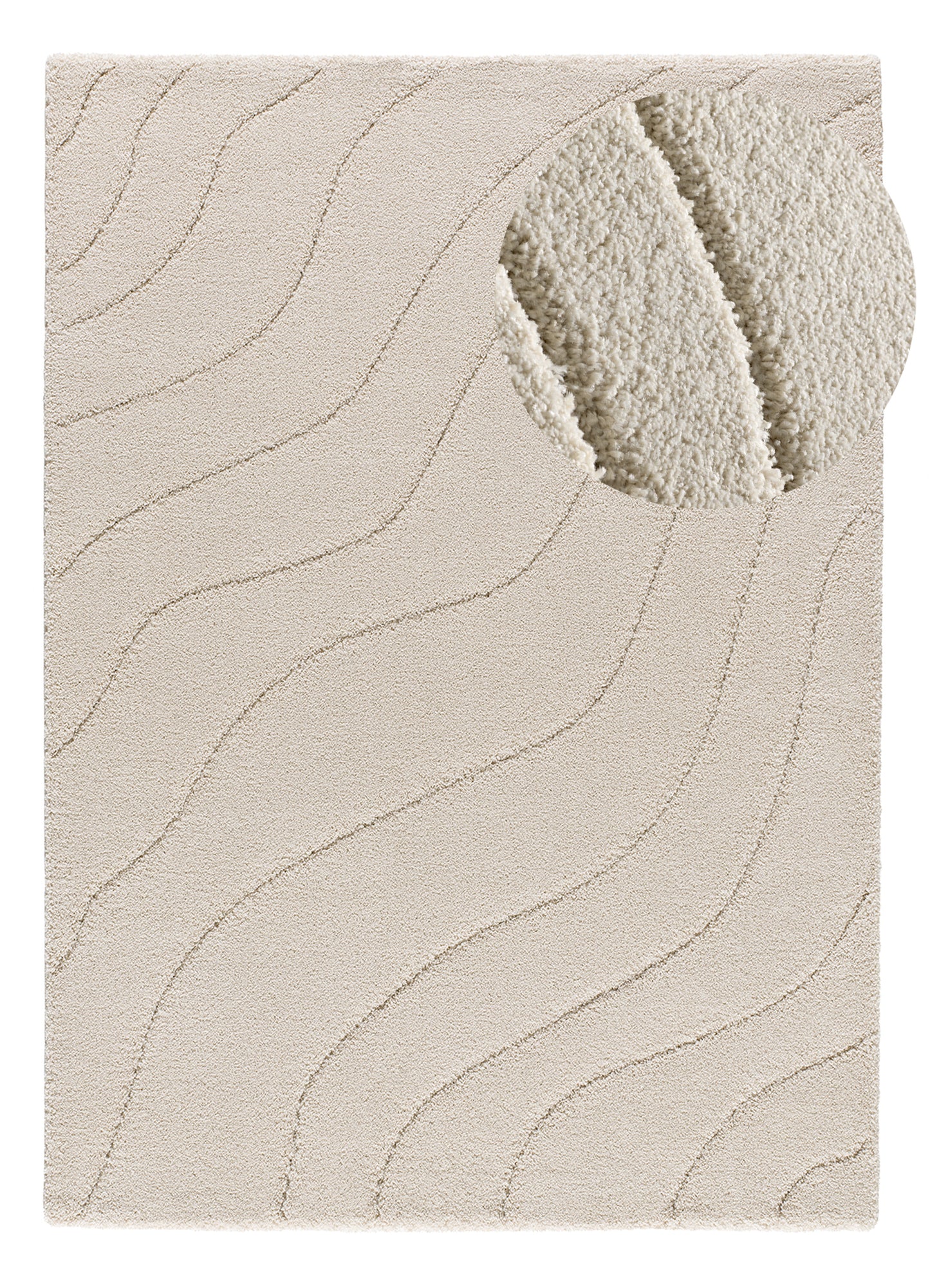 Tappeto shaggy a pelo alto disegno in rilievo bianco avorio - UN3018