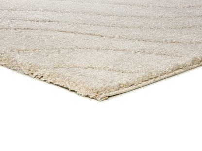 Tappeto shaggy a pelo alto disegno in rilievo bianco avorio - UN3018
