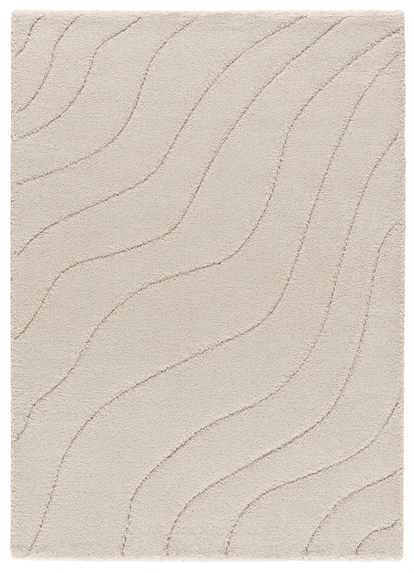 Tappeto shaggy a pelo alto disegno in rilievo bianco avorio - UN3018