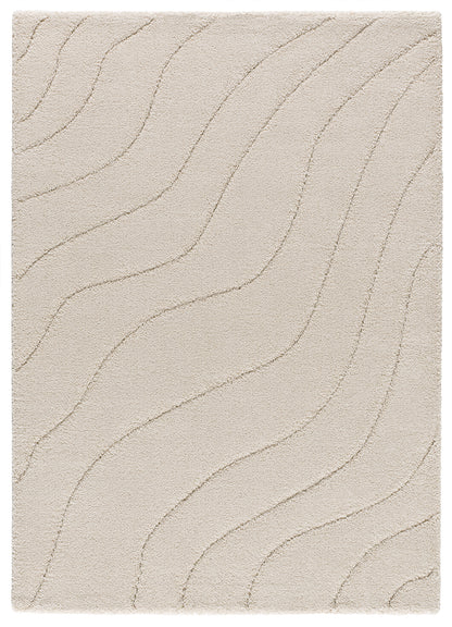 Tappeto shaggy a pelo alto disegno in rilievo bianco avorio - UN3018