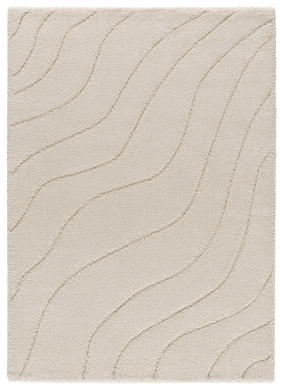 Tappeto shaggy a pelo alto disegno in rilievo bianco avorio - UN3018