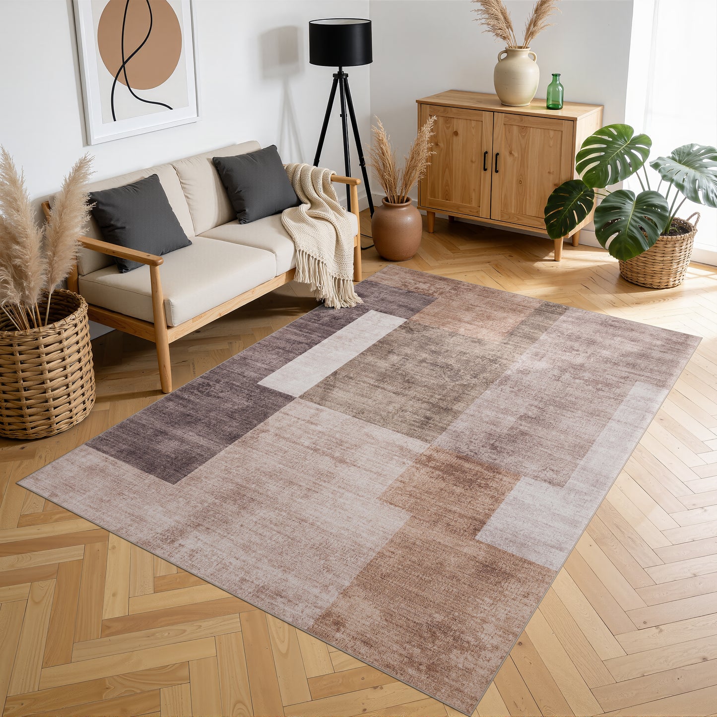 Tappeto lavabile in lavatrice beige marrone - VR2003