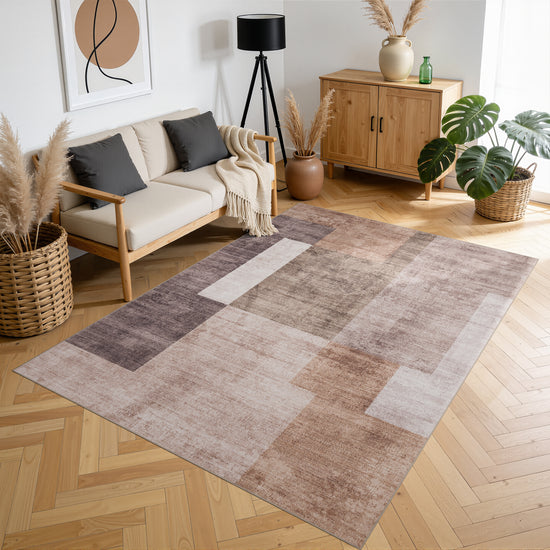 Tappeto lavabile in lavatrice beige marrone - VR2003