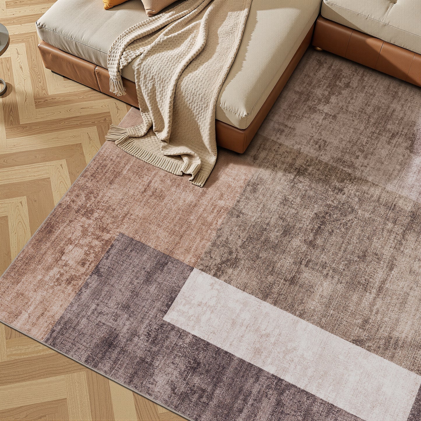 Tappeto lavabile in lavatrice beige marrone - VR2003
