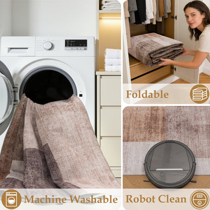Tappeto lavabile in lavatrice beige marrone - VR2003