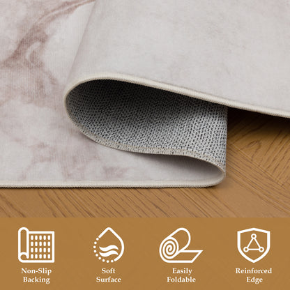 Tappeto moderno astratto lavabile beige avorio - VR2005