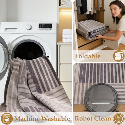 Tappeto moderno astratto lavabile beige grigio - VR2006