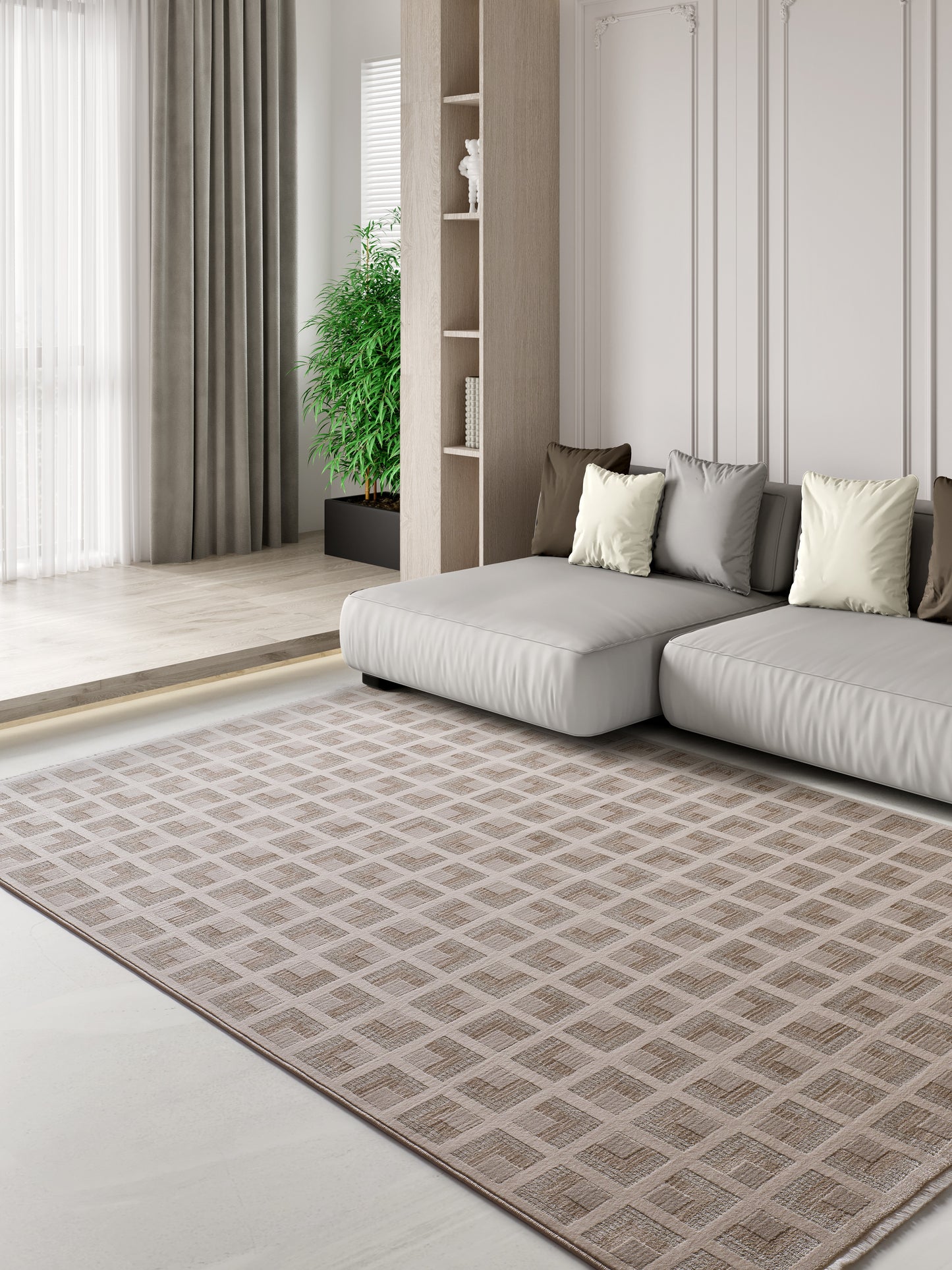 Tappeto moderno disegno geometrico varie misure colore beige - UN4014